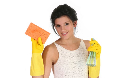 Commercial cleaner maintaining a busy office entrance in Elephant and Castle