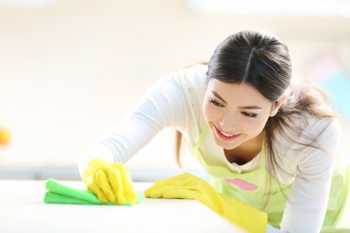Local after builders cleaning team preparing a refurbished apartment