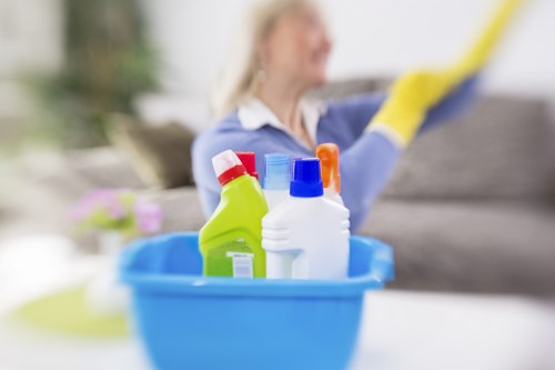 Safety-focused carpet cleaning in an indoor property