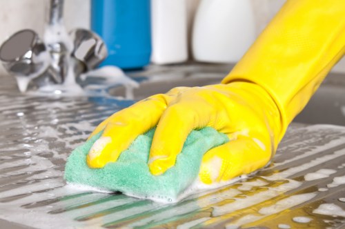 Local cleaners working in a central London flat near Elephant and Castle